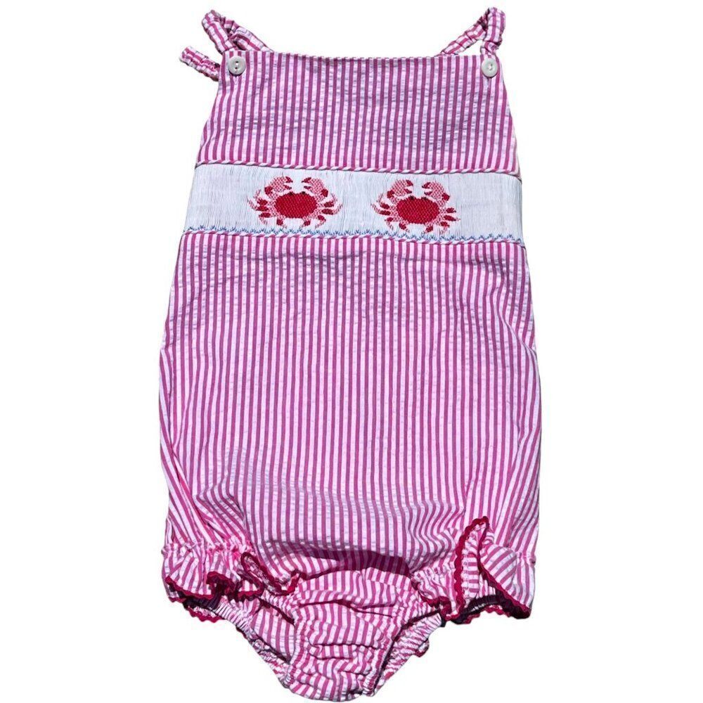 NWT! Silly Goose Vive La Fete Crabs Smocked One Piece Bubble Sun Suit Romper  6Y